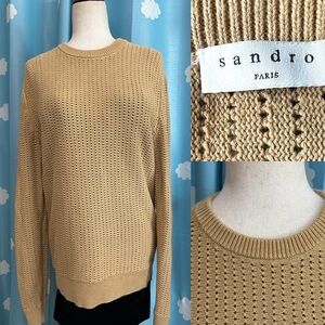 Sandro camel / sand pullover cotton sweater- L